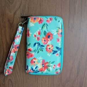 Floral Wristlet Wander Wallet Zip Pouch Water Resistant